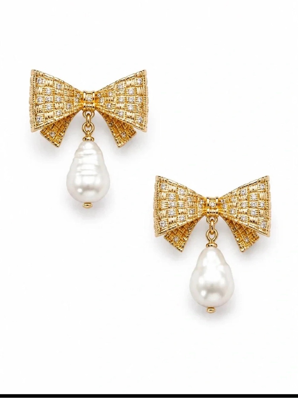 Kate Spade Gold Bow Pearl Drop Earrings - Women Jewelry